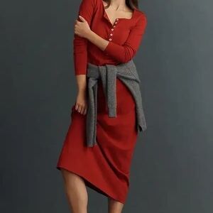 l*space Red Henley Maxi Dress with Gray Sweater Tie
